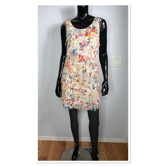 Floral Multi Tiered Fringe Mini Dress - Picture 3 of 10